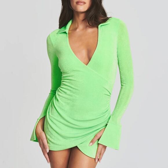 SER.O.YA Lime Green Daytona Mini Dress Size S - Picture 1 of 7